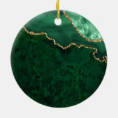 Waterverf Green Gold Marble Agate Geode Wedding Keramisch Ornament (Achterkant)