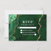 Waterverf Green Gold Marble Agate Geode Wedding RSVP Kaartje (Voorkant)