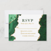 Waterverf Green Gold Marble Geode Agate Wedding RSVP Kaartje (Voorkant)