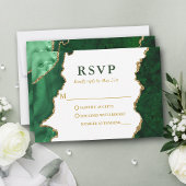 Waterverf Green Gold Marble Geode Agate Wedding RSVP Kaartje