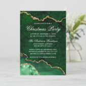 Waterverf Green Gold Marble Geode Kerstfeest Kaart (Staand voorkant)