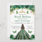 Waterverf Green & Gold Princess Sweet 16 Kaart (Voorkant)