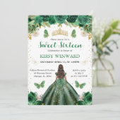 Waterverf Green & Gold Princess Sweet 16 Kaart (Staand voorkant)