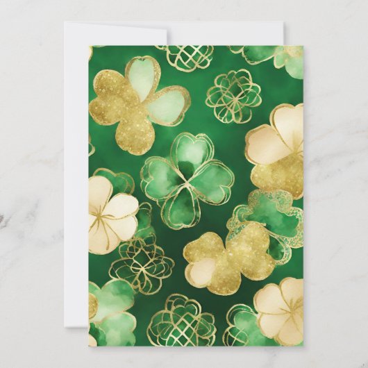 Waterverf Green & Gold Shamrock St Patrick's Day Kaart (Achterkant)