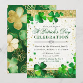 Waterverf Green & Gold Shamrock St Patrick's Day Kaart (Voorkant / Achterkant)