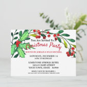 Waterverf Green Holly Red Berries kerstfeest Kaart (Staand voorkant)