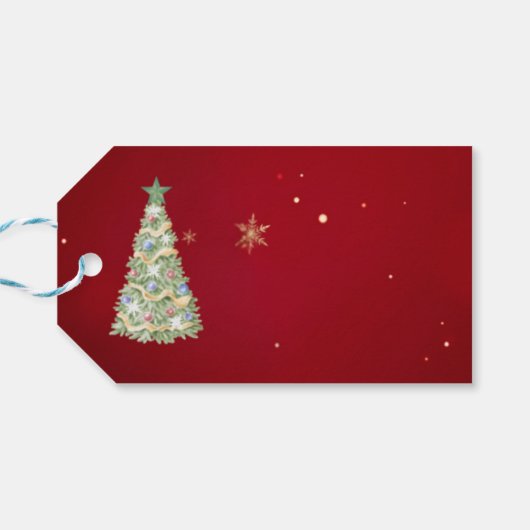 Waterverf Green Hues Kerstboom Cadeaulabel (Achterkant Horizontaal)