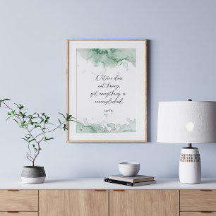 Waterverf Green Lao Tzu Quote Poster