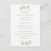 Waterverf Green Leaf Bruiloft Hotel Accommodatie Informatiekaartje (Voorkant)