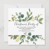 Waterverf Green Leaf Kantoor Kerstfeest Kaart (Voorkant)