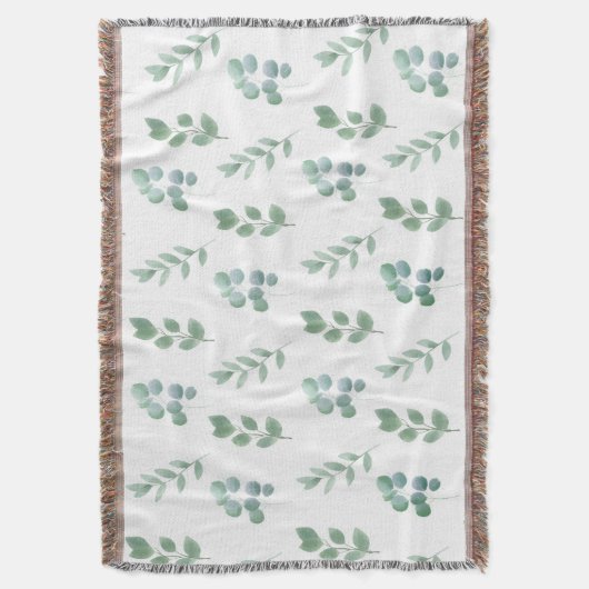 Waterverf Green Leaf Pattern – Elegant Botanisch Deken (Voorkant Verticaal)