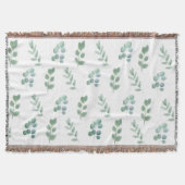 Waterverf Green Leaf Pattern – Elegant Botanisch Deken (Voorkant)