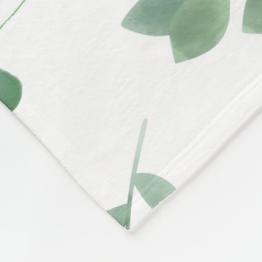 Waterverf Green Leaf Pattern – Elegant Botanisch Fleece Deken (Hoek)