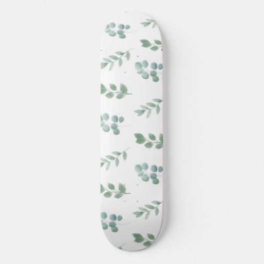 Waterverf Green Leaf Pattern – Elegant Botanisch Persoonlijk Skateboard (Voorkant)