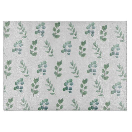 Waterverf Green Leaf Pattern – Elegant Botanisch Snijplank (Voorkant)