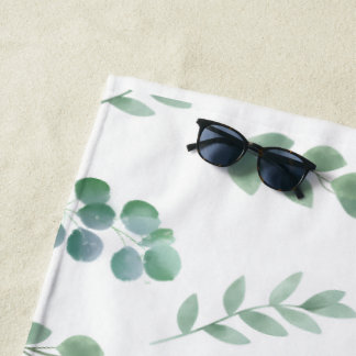 Waterverf Green Leaf Pattern – Elegant Botanisch Strandlaken