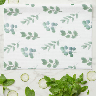 Waterverf Green Leaf Pattern – Elegant Botanisch Theedoek