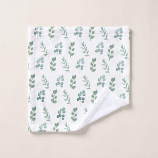 Waterverf Green Leaf Pattern – Elegant Botanisch Washandje (Wasdoekje)