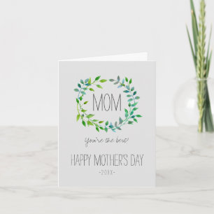 Waterverf Green Leaf Wreath MOEDERDAG Kaart