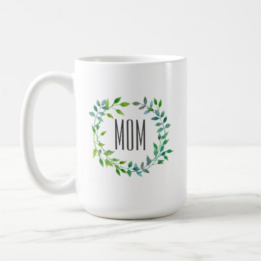 Waterverf Green Leaf Wreath | Moederdag Koffiemok (Links)