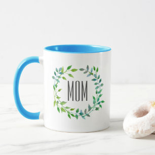 Waterverf Green Leaf Wreath Moederdag Mok