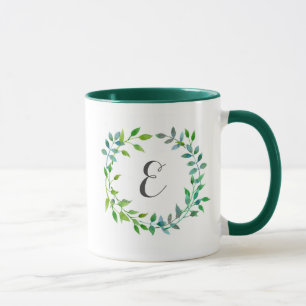 Waterverf Green Leaf Wreath   Monogram Mok