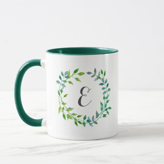 Waterverf Green Leaf Wreath | Monogram Mok (Links)
