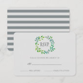 Waterverf Green Leaf Wreath | RSVP Kaartje (Voorkant / Achterkant)