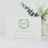 Waterverf Green Leaf Wreath | RSVP Kaartje (Staand voorkant)