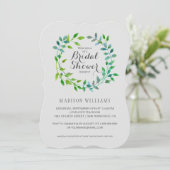 Waterverf Green Leaf Wreath | Vrijgezellenfeest Kaart (Staand voorkant)