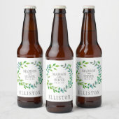 Waterverf Green Leaf Wreath | Weddenschap Bier Etiket (Flessen)