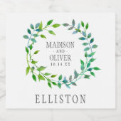 Waterverf Green Leaf Wreath | Weddenschap Bier Etiket (Enkel label)