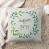 Waterverf Green Leaf Wreath | Weddenschap Kussen (Deken)