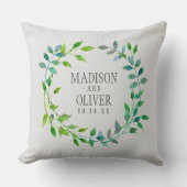 Waterverf Green Leaf Wreath | Weddenschap Kussen (Voorkant)
