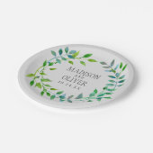 Waterverf Green Leaf Wreath | Weddenschap Papieren Bordje (Gekanteld)
