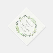 Waterverf Green Leaf Wreath Wedding Napkin Servetten (Hoek)