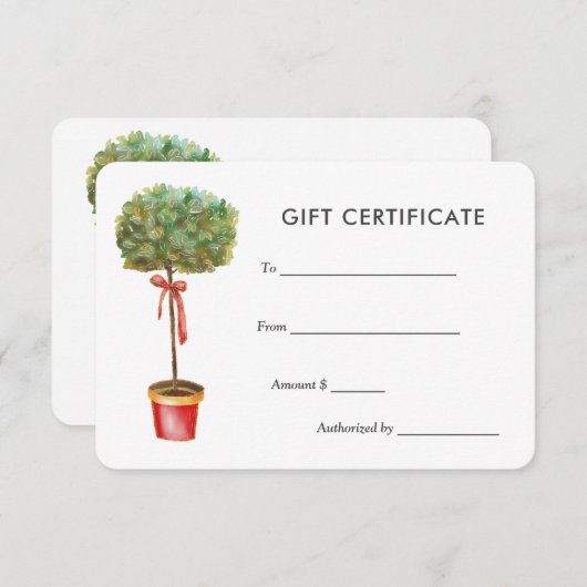 Waterverf Green Leaves Plant | Cadeaubon (Voorkant / Achterkant)