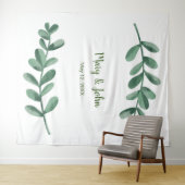 Waterverf Green Leaves Weduwfoto Achtergrond Wandkleed (In Situ (horizontaal))