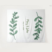 Waterverf Green Leaves Weduwfoto Achtergrond Wandkleed (Voorkant (horizontaal))