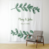 Waterverf Green Leaves Weduwfoto Achtergrond Wandkleed (In situ)