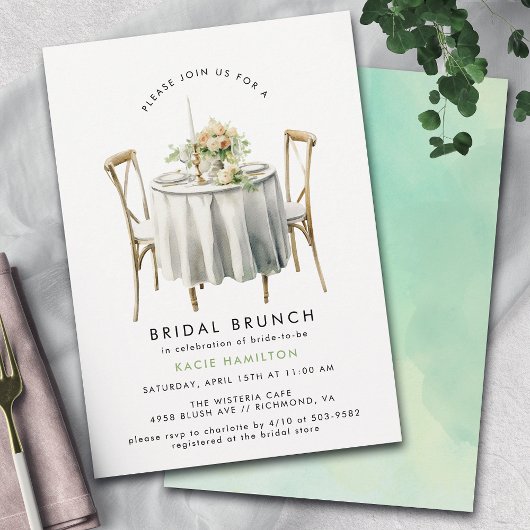 Waterverf Green | Leuke moderne bruids brunch Kaart