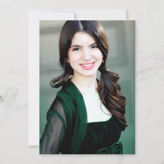 Waterverf Green Marble Graduation Party Foto Kaart (Achterkant)