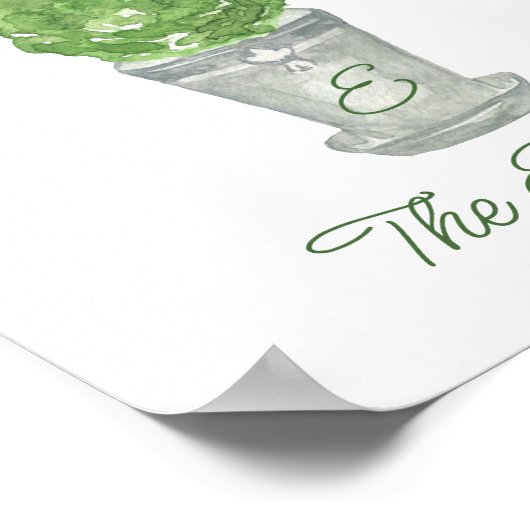 Waterverf Green Monogrammed Topiary Poster (Hoek)