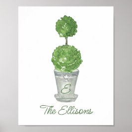 Waterverf Green Monogrammed Topiary Poster