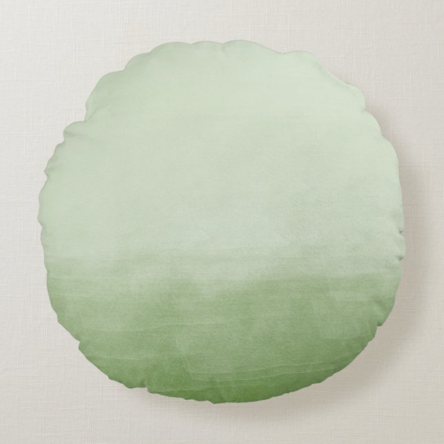 Waterverf Green Ombre Rond Kussen (Voorkant)