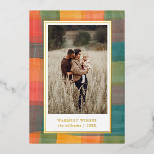 Waterverf   Green Oranje Photo Holiday Folie Feestdagenkaart