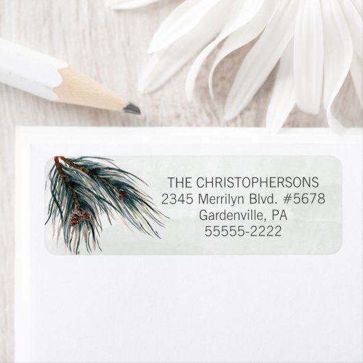 Waterverf Green Pine Bough Etiket (Insitu)