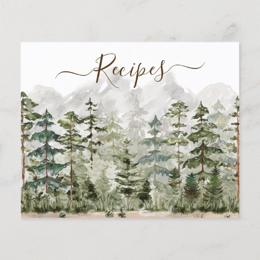 Waterverf Green Pine Forest Cooking Recept Kaart (Achterkant)