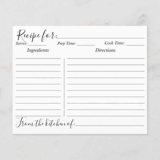 Waterverf Green Pine Forest Cooking Recept Kaart (Voorkant)