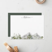 Waterverf Green Pine Forest Notitiekaartje (Voorkant / Achterkant in situ)